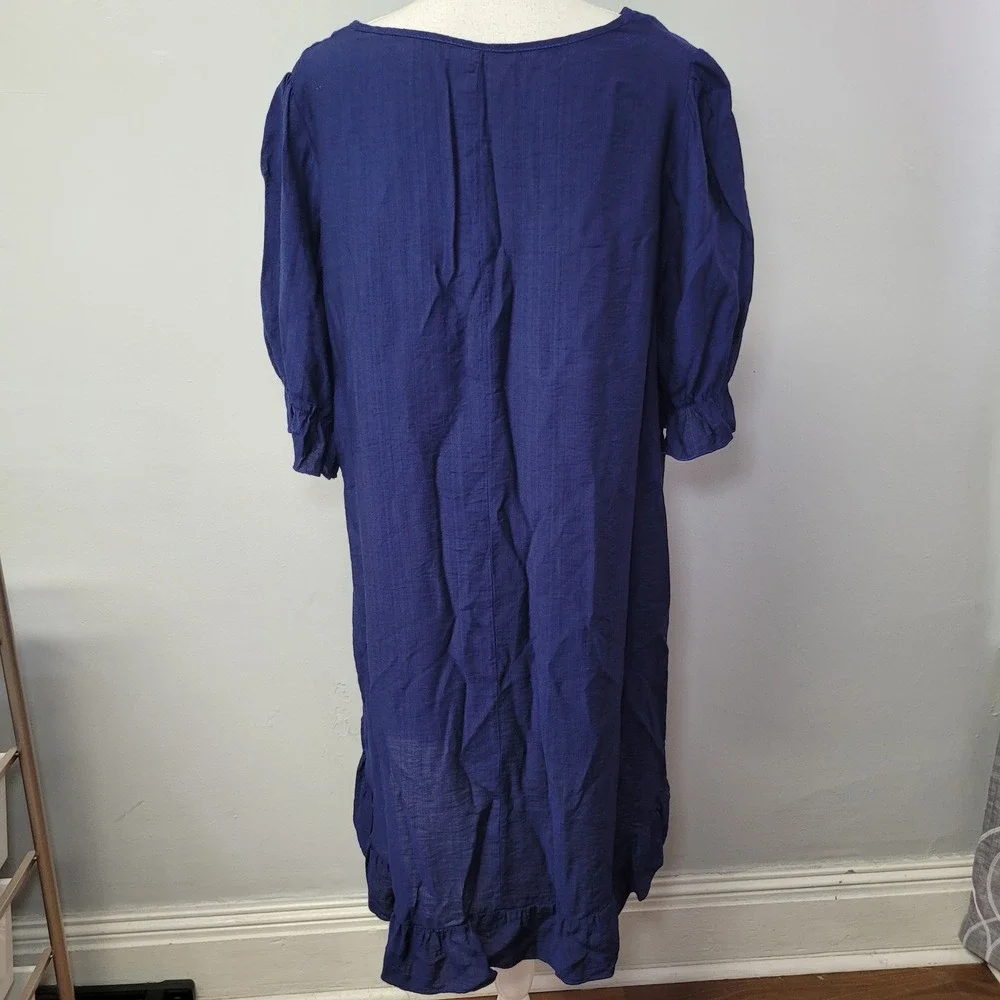 Unbranded‎ Basic Blue Shift Dress Womens XL Ruffle Hem Short Sleeve Casual